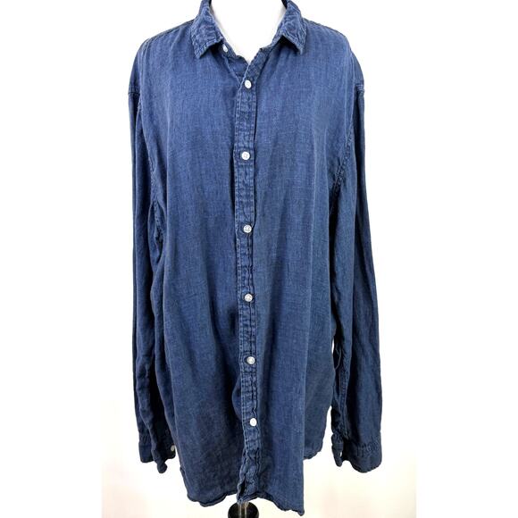Banana Republic Men's Blue 100% Linen Standard Fit Button Up Shirt Size XXL - Picture 1 of 6